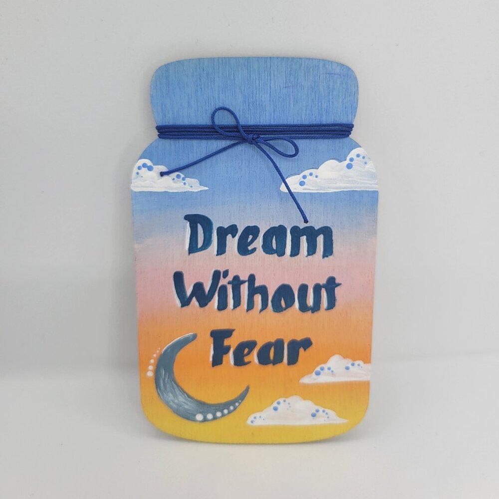 Inspirational Hand Painted Mason Jar Wood Panel Magnet.